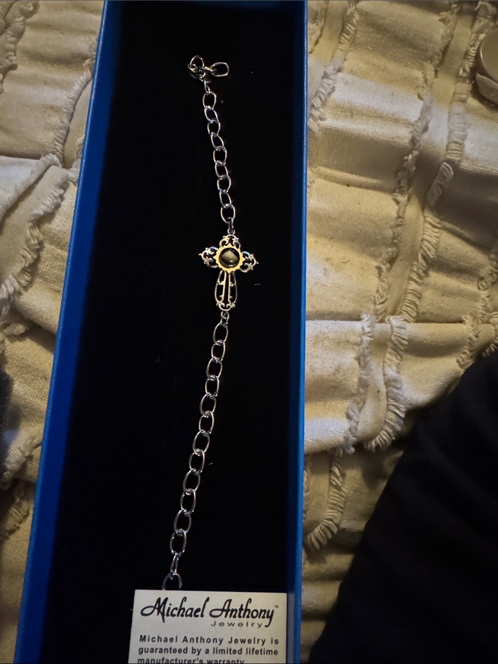 Michael Anthony Stone
Silver Cross Charm Bracelet with Gold Accent